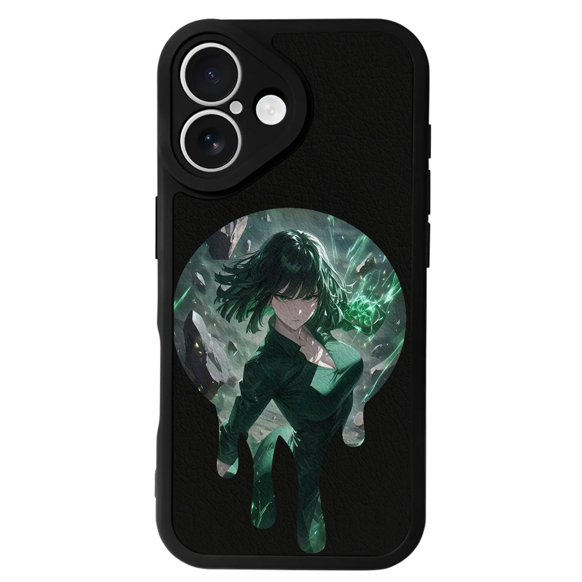 ワンパンマン グッズ 地獄のフブキ - IPhone 16シリーズ対応 ・ シリコンスマホケース ・ レザー調 ・ 高精度フィット ・ 耐衝撃 ・ ワイヤレス充電対応 ・ 精密カット